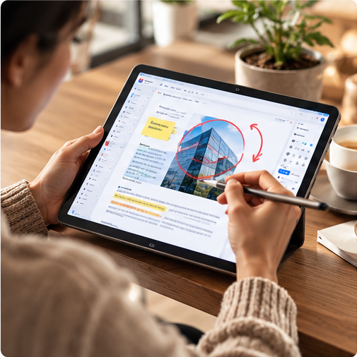 Reviewing and annotating a PDF on a tablet