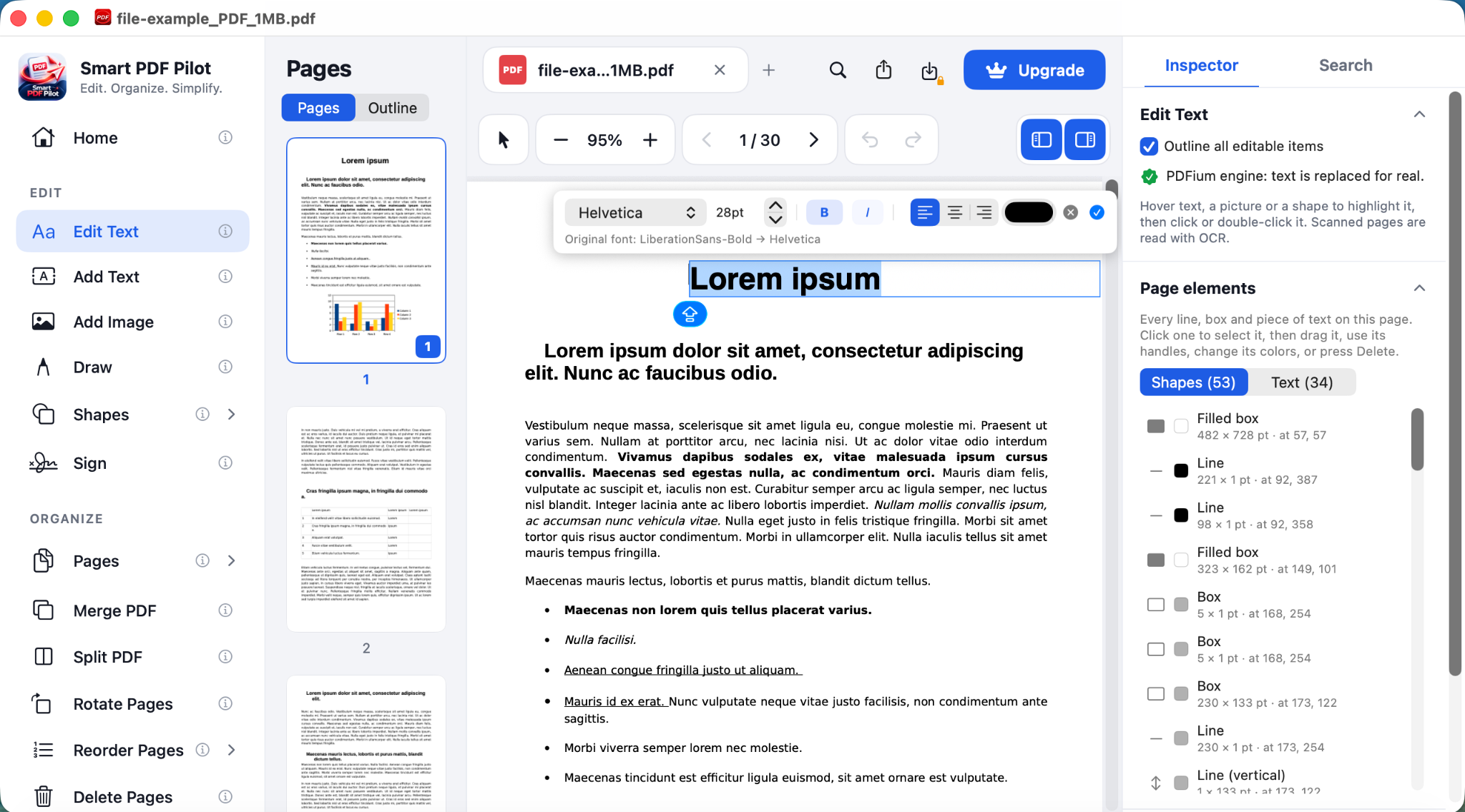 PDF editing tools in Smart PDF Pilot