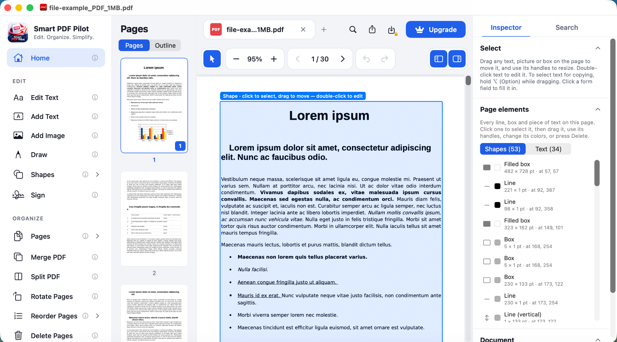 Organize and manage PDF pages in Smart PDF Pilot