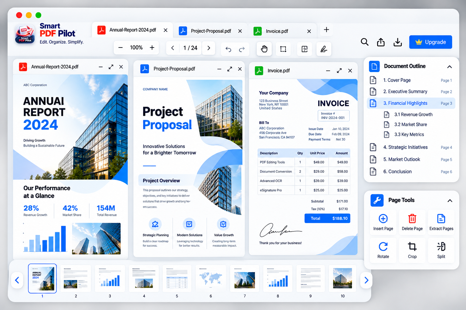 Smart PDF Pilot document editing interface