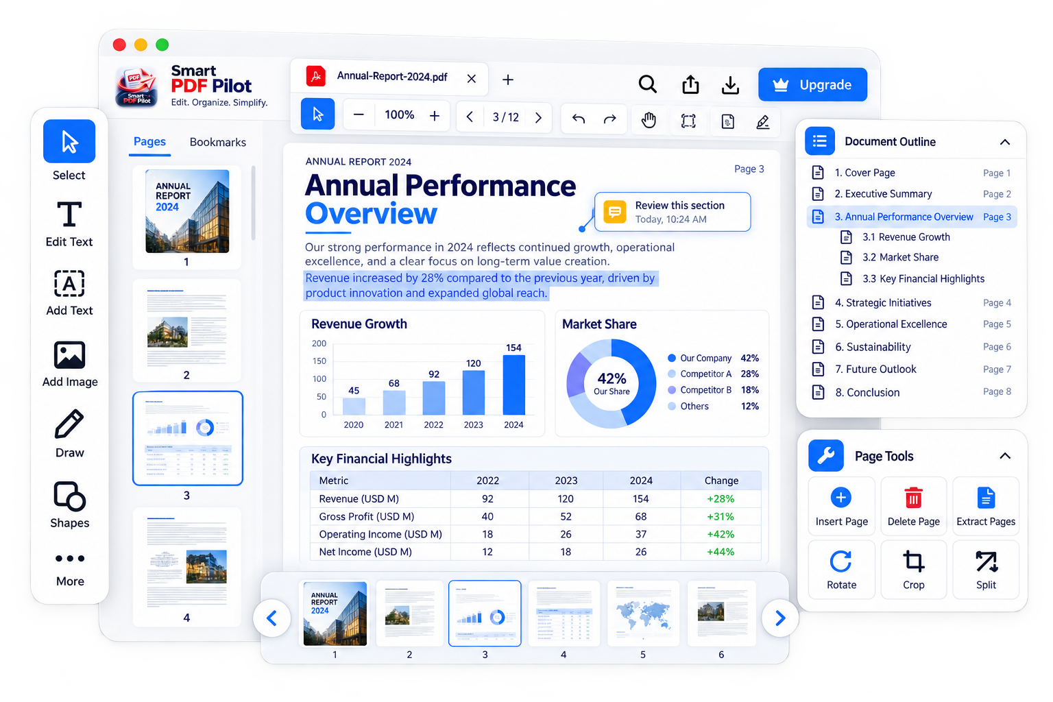Smart PDF Pilot document and page workspace